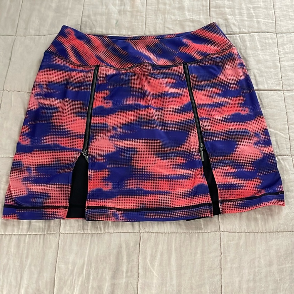 Chase54 Mesh Golf Tennis Skort XS zippers 16” long blue coral